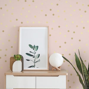 lovely gold dots, kids geometric wallpaper, removable, self-adhesive, pink background, nursery, girl room decor P4 image 1