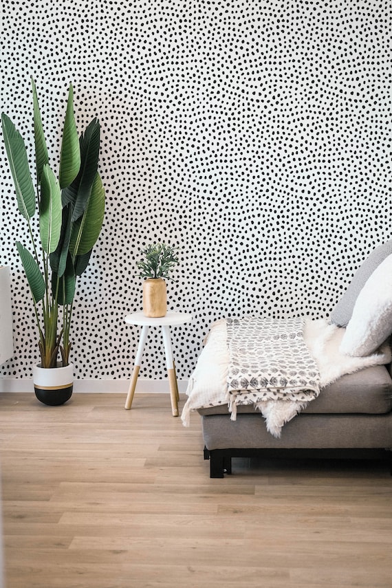 Black Spot Peel and Stick Wallpaper, Eclectic Decor, Traditional or Temporary material