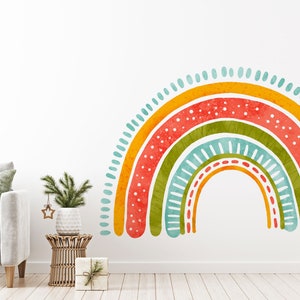 Boho Rainbow Cloud Wall Stickers, Boho Watercolor Playroom for Kids, Girl Bedroom Rainbow Wall Stickers, Mural Ideal Nursery Decoration image 2