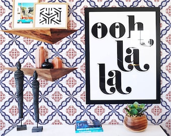 Pink and Blue Lisbon Tile Removable Wallpaper, Kitchen Backsplash, Traditional or Self adhesive option