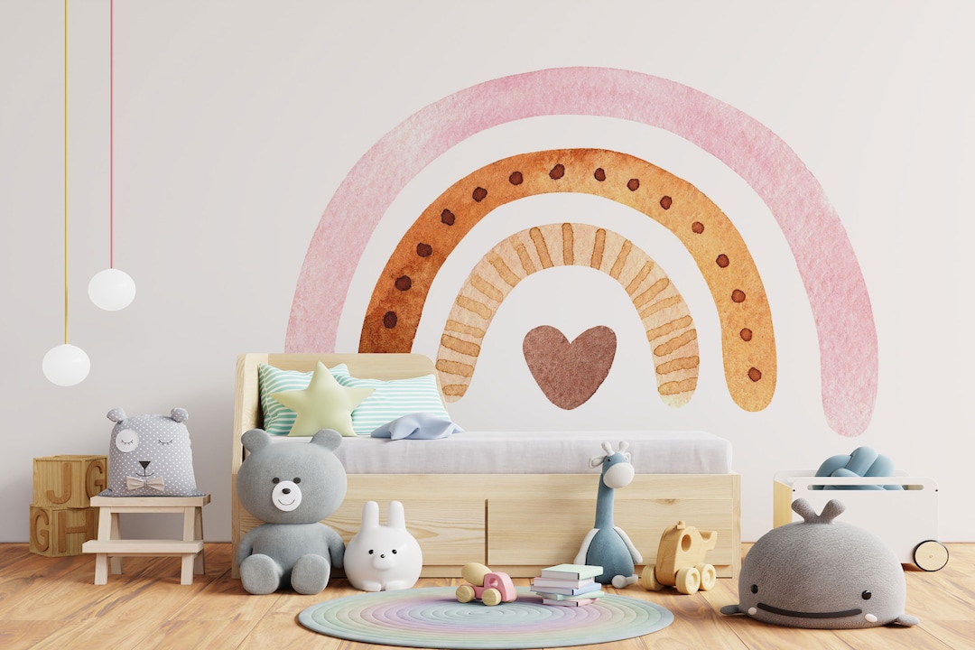 Boho Rainbow Wall Decal: Watercolor Nursery Decor - Etsy
