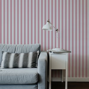 Stampa murale a strisce rosa caramella, carta da parati rimovibile e carta da parati tradizionale, decalcomania murale geometrica