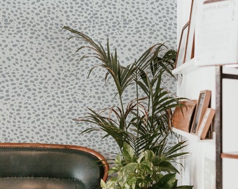 Removable wallpaper with grey dalmatian pattern/ self adhesive or traditional wallpaper/ bohemian wall mural