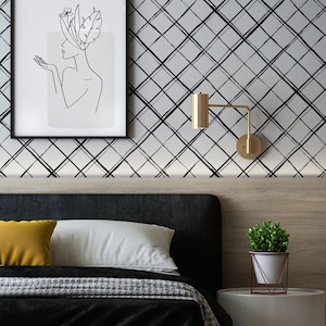 Minimal plaid removable wallpaper, peel and stick and traditional wallpaper material