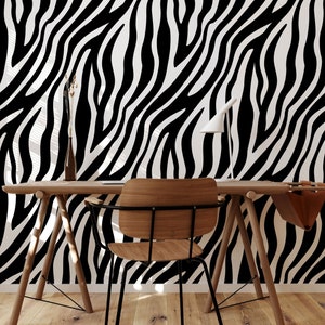 Zebramuster-Tapete, Tierdruck, entfernbares oder traditionelles Material