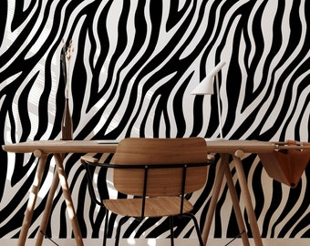 Zebra Pattern Wallpaper, Animal Print, Removable or Traditional material