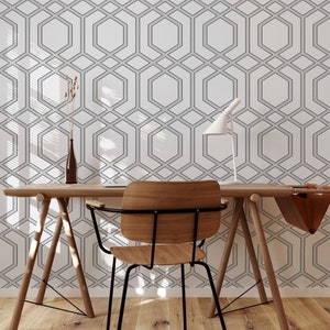 Light Gray Trellis pattern Removable wallpaper, Temporary or traditional material