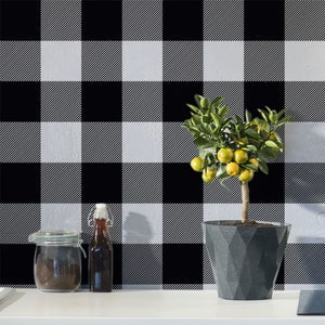 Gingham removable wallpaper, Buffalo check plaid, Self adhesive and traditional wallpaper