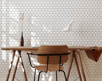 Honeycomb removable wallpaper, Hexagon pattern, self adhesive and tradition material