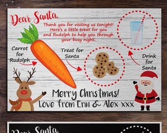 Personalised Christmas Eve Treat Tray/Board, Personalised Treats For Santa Metal Board, Christmas Eve Plate, Rudolph Reindeer