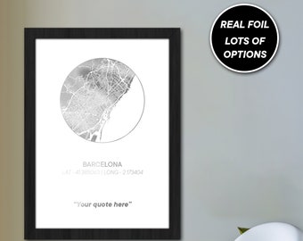 Gold Foiled City Map Print | Personalized Location Art
