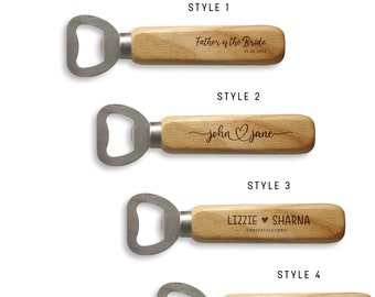 Personalised Wedding Favour Bottle Opener, Wedding Groom Gift Idea, Wooden Best Man Gift Bottle Opener Engraved Groomsman bar gift Idea