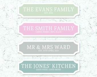 Personalised Colour Vintage Family Name Street Sign, Mr and Mrs Custom Sign. Weatherproof Street Sign, Wedding, Man Cave, Garden, Kitchen