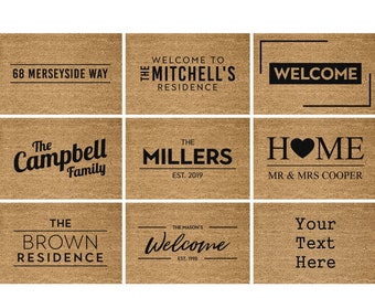 Personalised Door Mat, Custom Doormat  - Customized door Rug - Housewarming Gift - New Home Gift -Personalised door mat