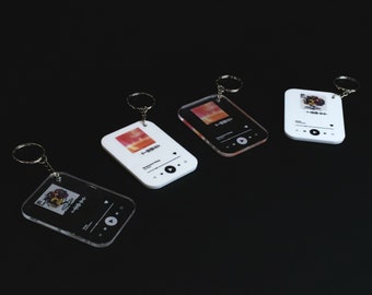 Personalised Clear or White Acrylic Music Keychain / Keyring, Personalised Share Your Favourite Song | Playlist | Album,  Any Photo or Art