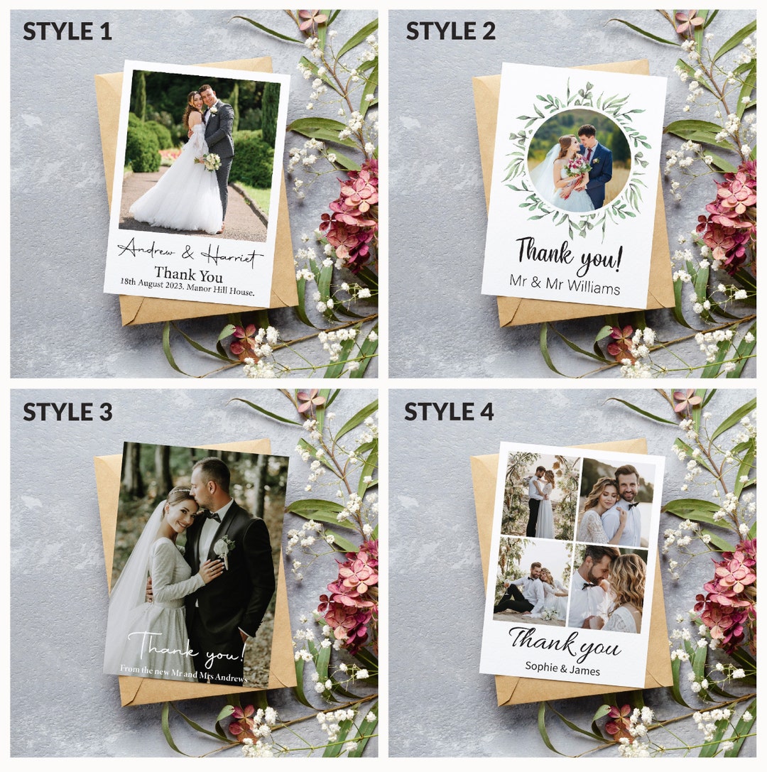 Wedding Thank You Cards, Personalised Wedding Thanks Card, Simple Thank