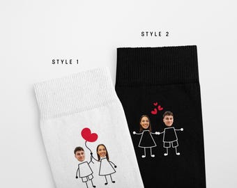 Personalised Couple Face Socks – Custom Photo Socks – Valentine’s Gift for Him or Her