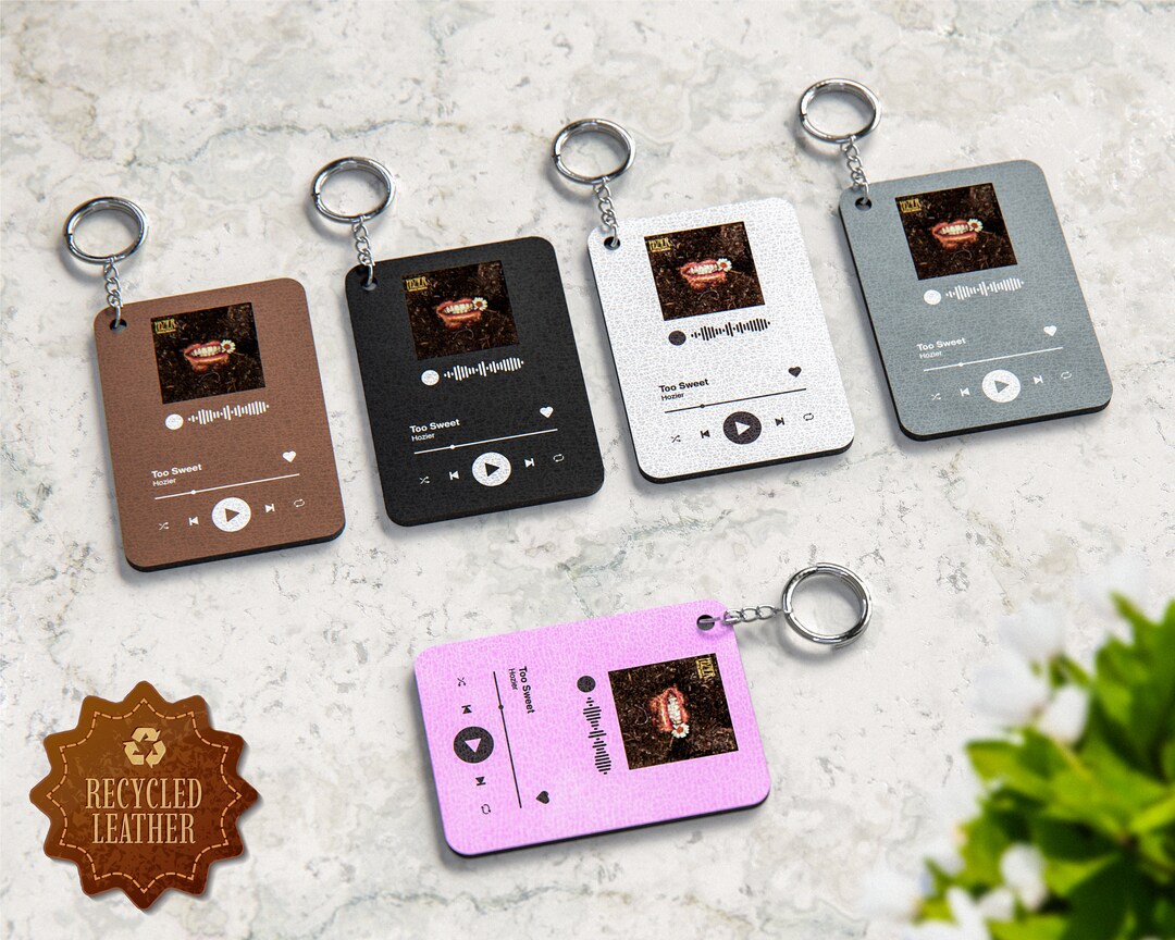 Band Custom Key Rings Personalised Leather Music Keyring, Your Favourite Song, Playlist ...