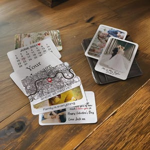 Cartera/Tarjeta de metal de aluminio personalizada con foto y mensaje / Tarjeta de recuerdo sentimental con foto / Idea de regalo única para el Día de San Valentín imagen 1
