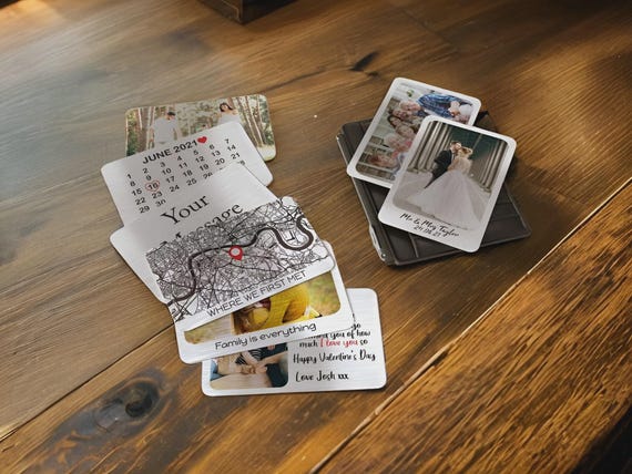 Personalised Aluminium Metal Photo & Message Wallet Purse Card | Sentimental Photo Memory Card Keepsake Unique Valentine's Day Gift Idea