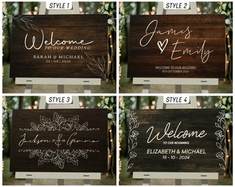 Bespoke Wedding Welcome Sign | Rustic Wood Grain Styles | Personalised Wedding Decor