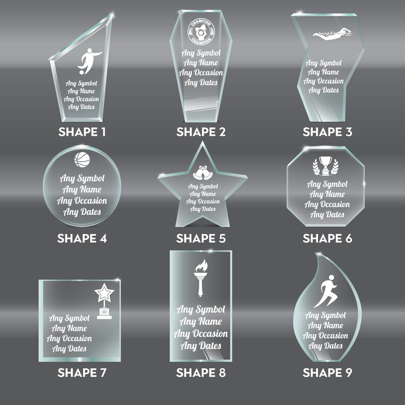 Personalised Glass Award Trophy Award Plaque Various Trophies Etsy UK