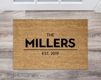 Brush Door Mat Personalised Front Door Mat Custom Printed Family Name, Family Gift Modern New Home Gift - Unique Christmas Gift