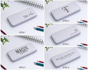 Personalised name Tin Pencil Case, back to school gift, children school gift, pencil care school gift, student gift, custom school gift