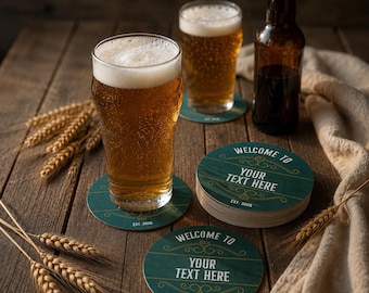 Custom Round Photo Beer Mats – Personalised Drink Coasters – Upload Your Own Picture – Wedding Mancave Pub Coasters