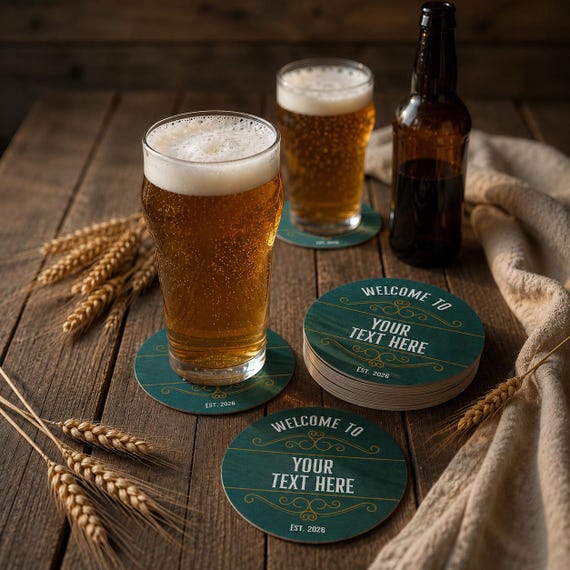Custom Round Photo Beer Mats – Personalised Drink Coasters – Upload Your Own Picture – Wedding Mancave Pub Coasters