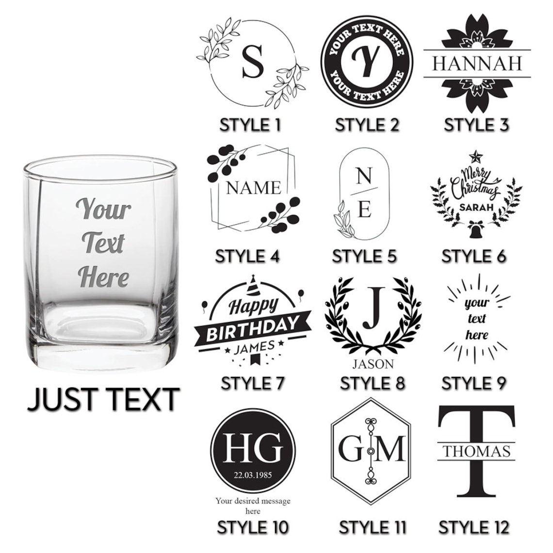 Personalised Glass Engraved Glasses Gift Custom Text on Etsy