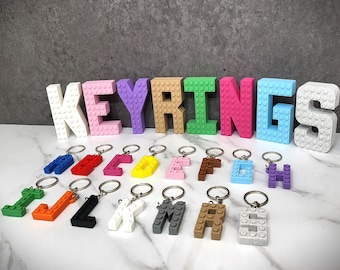 Initial Lego Compatible Keyring, 3D Printed PLA Plastic, Party Favor