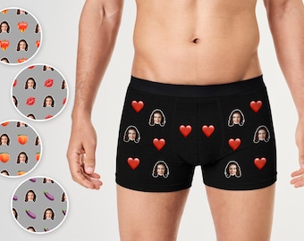 Custom Face Boxers for Him Boyfriend Father Husband, Underwear with Photo, Personalised Funny Boxers for Him Fun Photo Boxers Gift