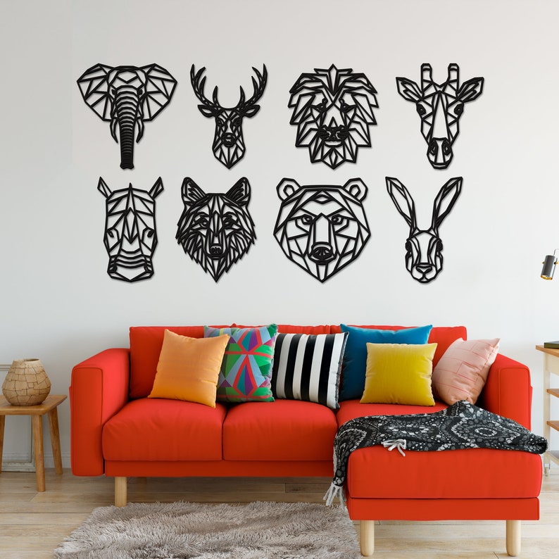 Geometric Animal Head Wall Art Contemporary Wall Art Polygon Etsy UK