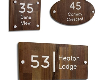 Solid American Black Walnut House Number, A gate sign or Plaque personalised door number,  bespoke name door plate