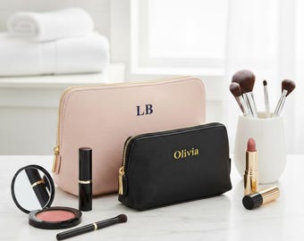 Embroidered Makeup Bag | Personalized Cosmetic Pouch, Travel Wash Bag