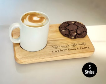 Personalised Engraved Tea & Biscuit Board – Wooden Serving Tray Gift