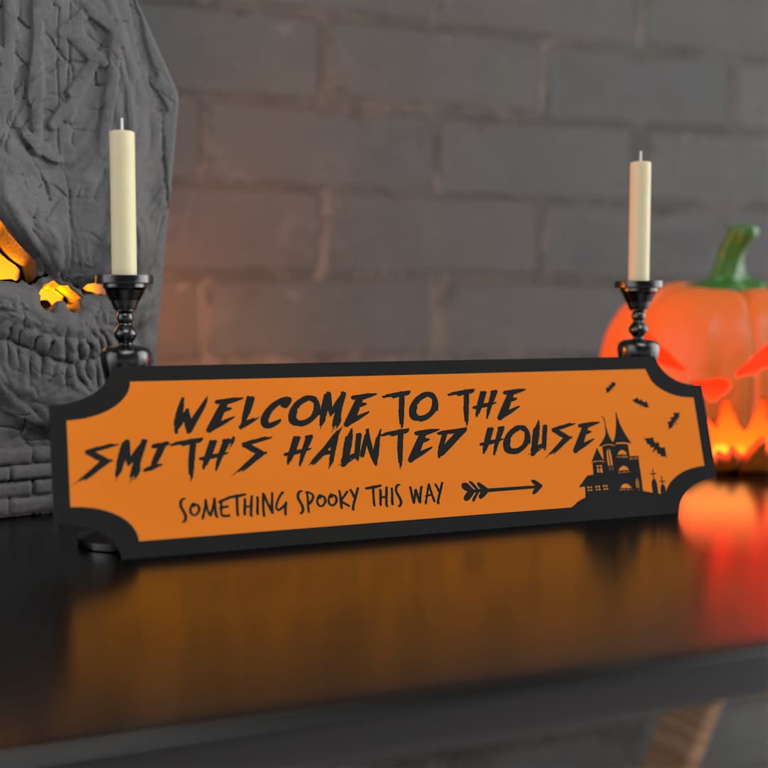 Personalised Halloween Family Sign Party Decoration Family Name Metal ...
