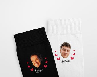 Personalised Face Socks with Name – Custom Photo Socks – Valentine’s & Funny Gift