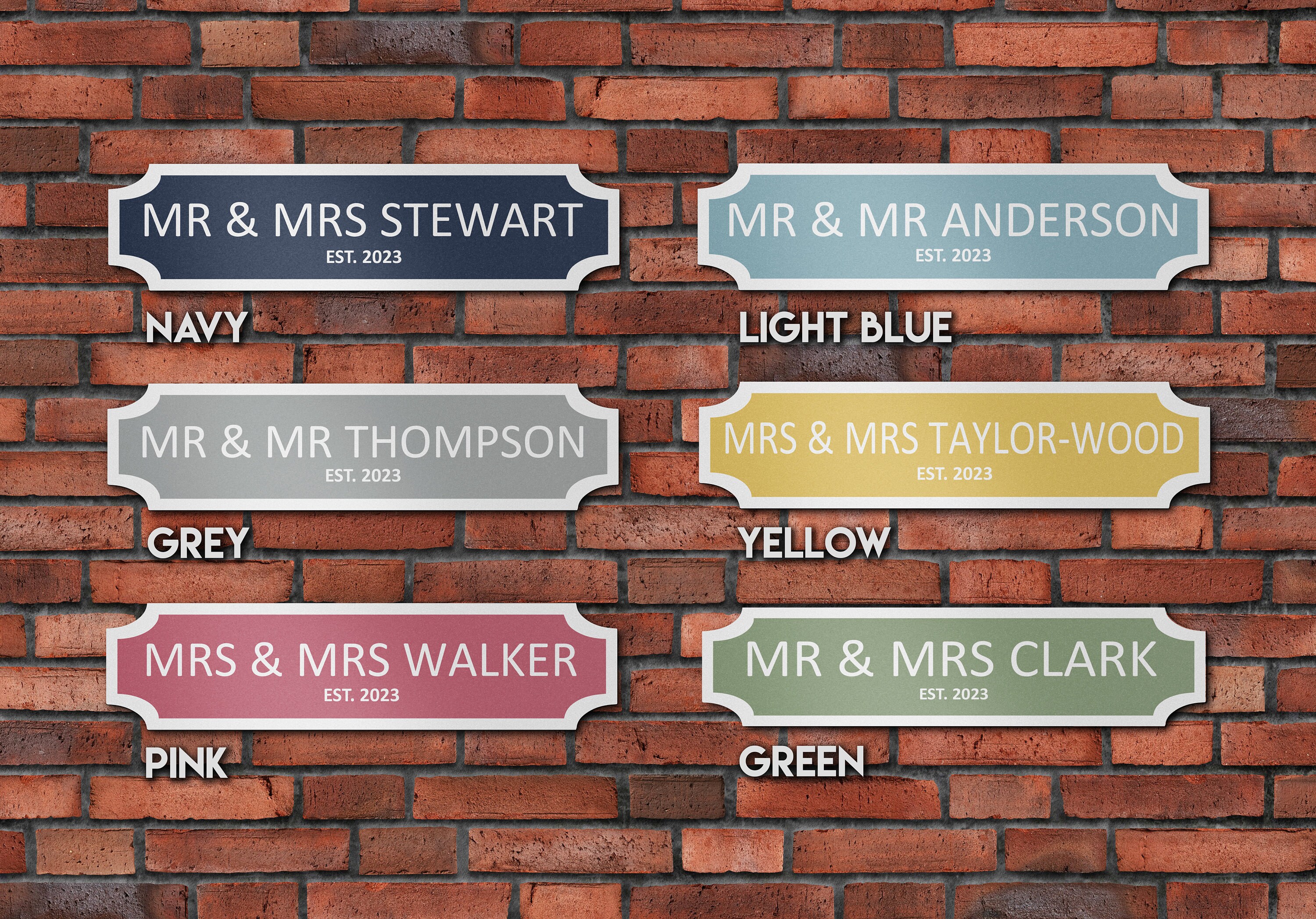 Personalised Mr & Mrs Metal Plaque Sign - Wedding, Anniversary, New Home Gift