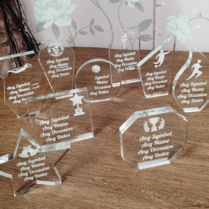 Personalised Glass Award Trophy Award Plaque, Various Trophies and Styles, 15mm Thick image 1