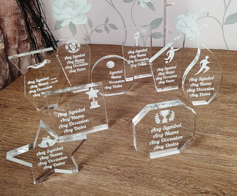 Personalised Glass Award Trophy Award Plaque, Various Trophies and Styles, 15mm Thick image 1