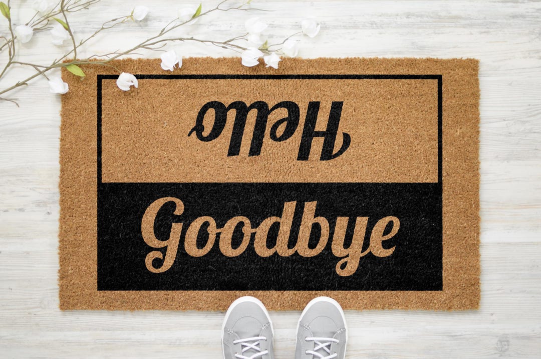 Goodbye Mat Hello Goodbye Reversible Double Sided Doormat - Personalised Home Gift ...