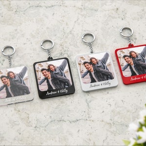 Personalised Photo Keyring with Custom Text & Image - Detachable Metal Car Keychain Ring