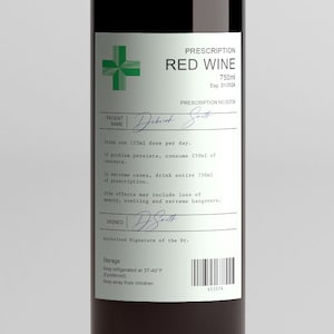 Personalised Prescription Wine Bottle Label - Red White Rose – Funny ...