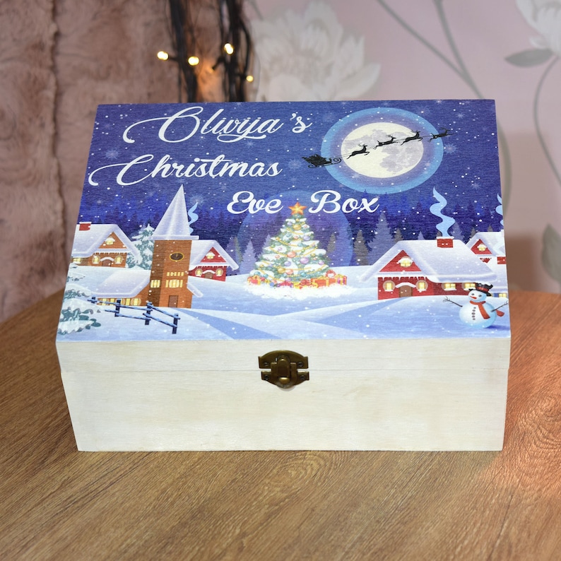 Miniature christmas village gift box Personalised Santa Village Christmas Eve Box. Any name printed | Etsy