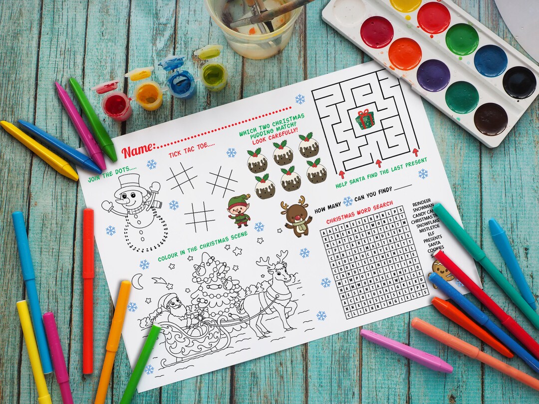 Instant Download Kids Christmas Class Activity Colouring Page