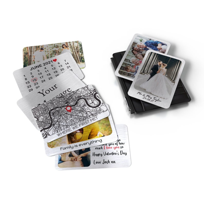 Personalised Aluminium Silver Coloured Metal Photo & Message Wallet Purse Card | Sentimental Photo Memory Card Keepsake 