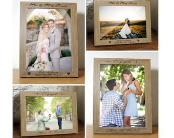 Personalised Wedding Anniversary Photo Frame – Engraved Wooden Gift