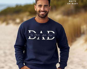Personalised DAD Monogram Sweatshirt – Custom Kids Names Jumper for Dad – Father’s Day Gift